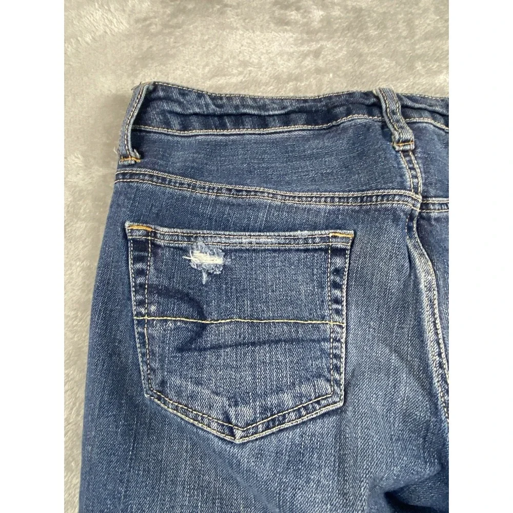 American Eagle Women's‎ Jeans Sz 2   Stretch Slouchy Med Wash Distressed